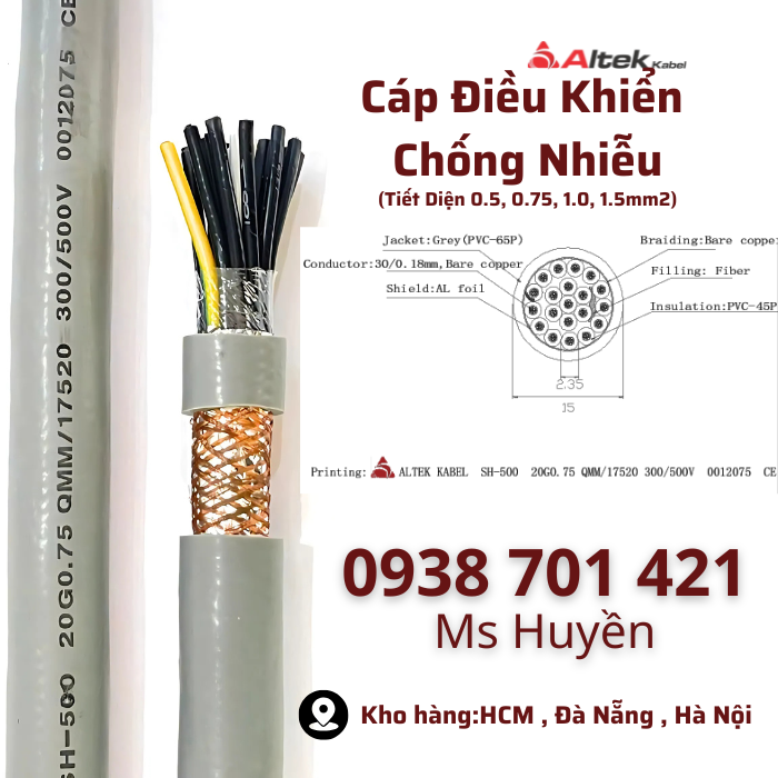 Cáp điều khiển có lưới chống nhiễu 20 lõi ALTEK KABEL